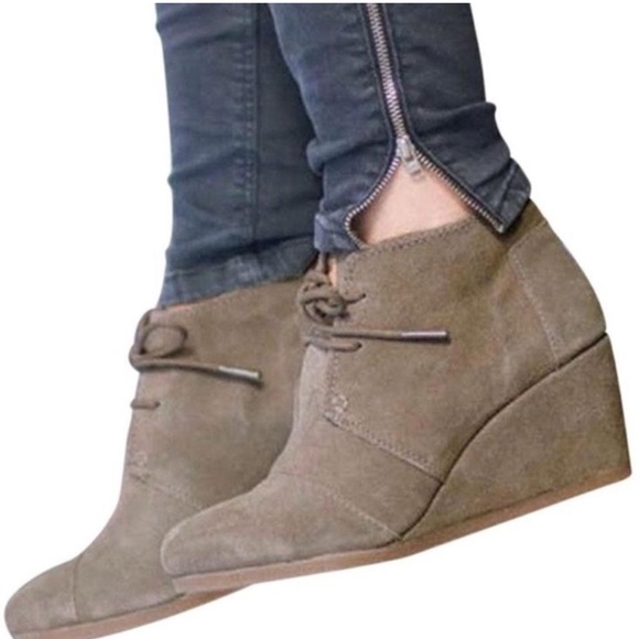 TOMS Kala Desert Wedge Bootie Taupe Size 6.5 - Picture 11 of 11